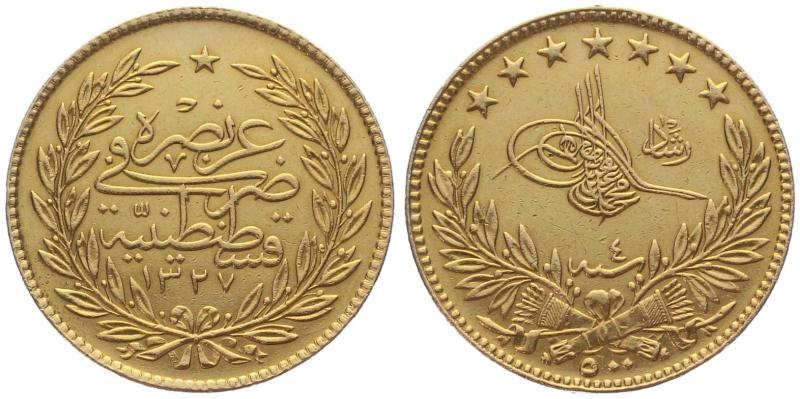 Türkei 500 Kurush AH1327 - Muhammad V.